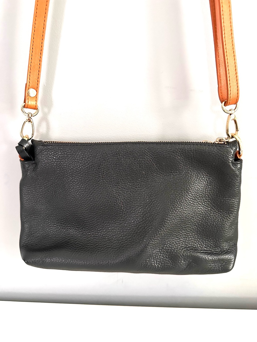 Valentina Black Crossbody with Tan Straps